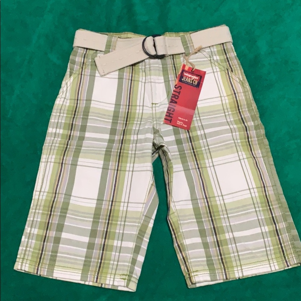 Boys green plaid shorts